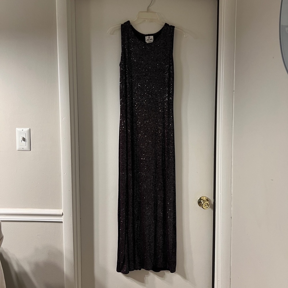 Dark purple sparkle women’s full length sleeveless dress